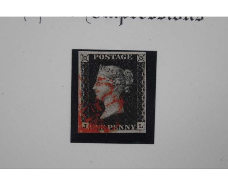 Great Britain, 1840 1d black, J/L, stated to be plate 5 with partial Maltese Cross cancellation mark, in First Impressions sl