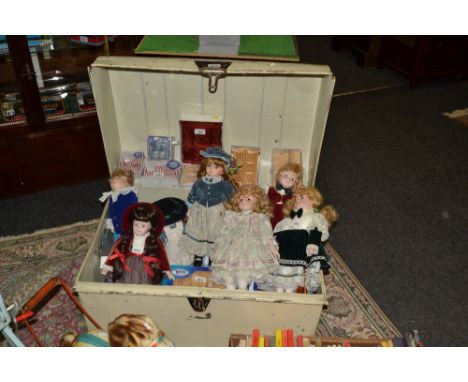 Vintage Luggage - a white painted tin trunk