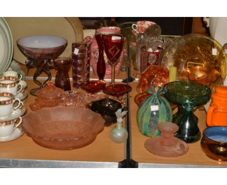 Coloured Glass - Carnival;  Mdina;  ruby glass;  etc 