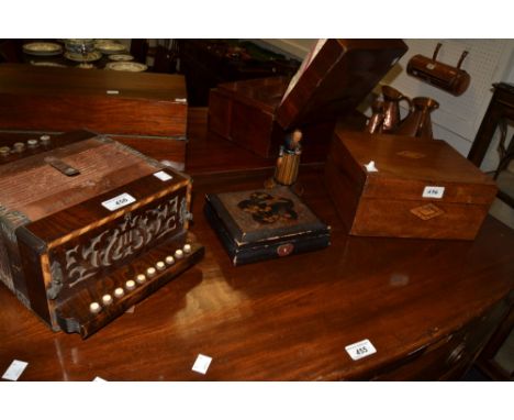 A Princess Accordion;  a Victorian walnut work box, c.1870;  etc 