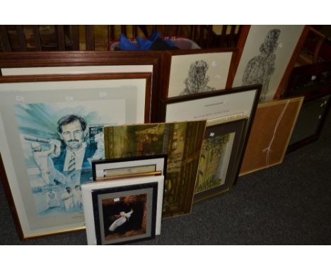 Pictures and Prints - a limited edition print, John Dunne, Graham Gooch, signed by both artist and athlete, 227/850, 75cm x 5