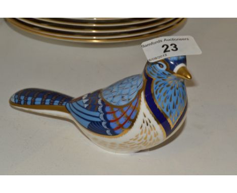 A Royal Crown Derby paperweight, Blue Jay, first quality, gold stopper 