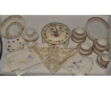 Teaware - a Continental part tea service;  a Royal Worcester dish  other teaware;  linen;  etc 