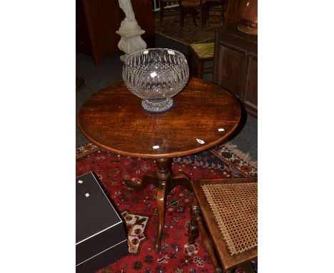 A George III circular occasional table, turned column, tripod base, pad feet, c.1800