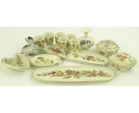 Group of Zsolnay trinket boxes, egg cups, dishes, etc (14)