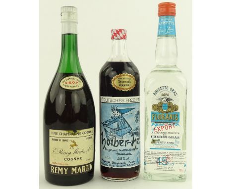 A bottle of Remy Martin cognac c 1960s & 2 bottles of liqueurs (3)