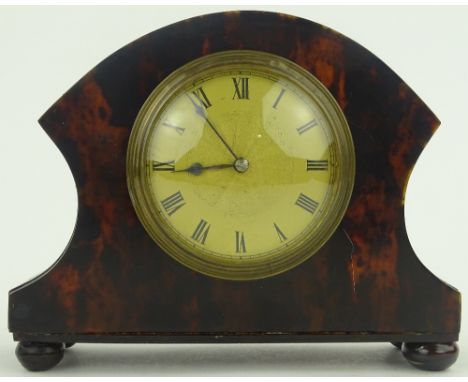 A tortoiseshell cased mantel clock c 1920s, width 20 cm, 8 day movement