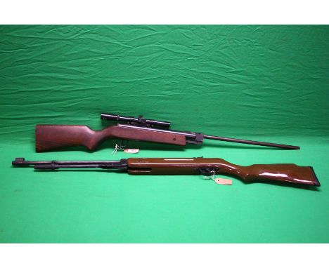 TWO VINTAGE AIR RIFLES TO INCLUDE .22 SNOW PEAK UNDERLEVER AND A HUNGARIAN .22 BREAK BARREL FITTED WITH A.S.I 4X20 SCOPE - (A