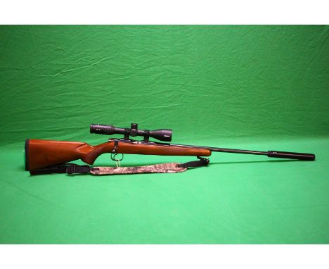 CZ .22 RF BOLT ACTION RIFLE #A242615 FITTED WITH .22 SOUND MODERATOR S/N NA AND MINOX ZA 52-10X40 #4 SCOPE + RIFLE SLEEVE + 2