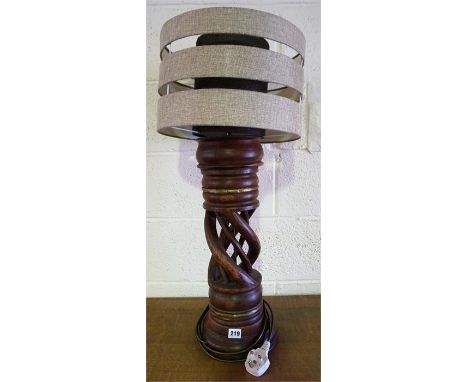 A Native African Hardwood Statue Table Lamp, with shade, 54cm high 