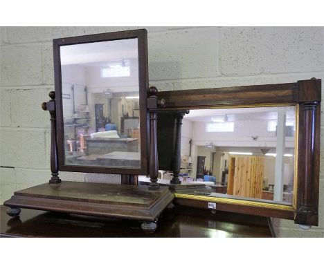 A 19th Century Mahogany Dressing Mirror, 76cm high, also with a 19th century rosewood over mantel mirror, (2)