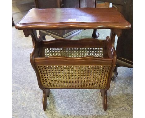 A Reproduction Mahogany Side Table/ Bergere Magazine Rack, one item, 60cm high 