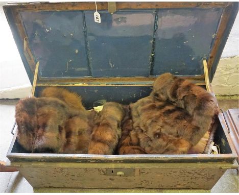 A Quantity Of Fur Stoles & Hats, in a tin trunk, (a lot)