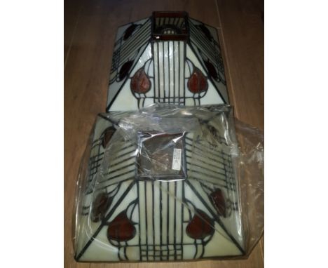 A PAIR OF TIFFANY STYLE LAMP SHADES