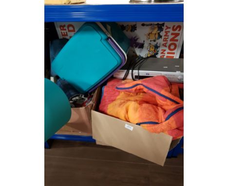 2 BOXES OF MISC INCLUDING TABLE LAMP AND SAMSUNG DVD PLAYER