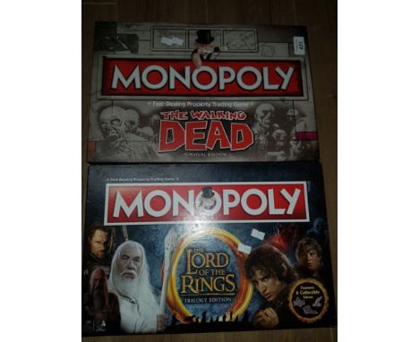 MONOPOLY LORD OF THE RINGS EDITION AND THE WALKING DEAD EDITION