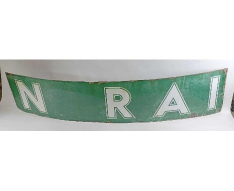 Railway interest - A 20th century enamel sign N R A I, probably part of national rail sign, 231cm long, 51cm high 