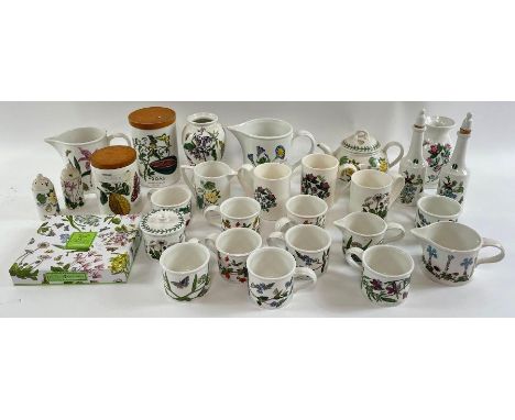 A collection of Portmeirion "The Botanic Garden" teaware, jugs, teapot and other items 