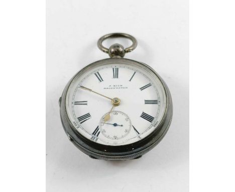 A silver cased pocket watch, Birmingham, 1900, the white enamel dial marked 'J Rich Bridgwater', dial 4.4cm, 119.42g gross