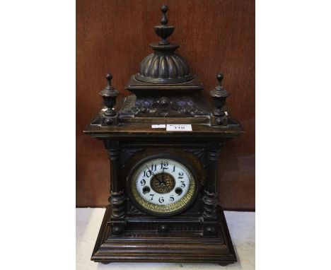 German architectural two train mantel clock. 16" high approx. (B.P. 24% incl. VAT) 