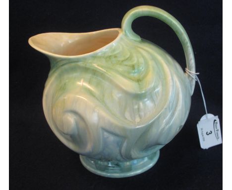 Sylvac ceramic baluster single handled jug, shape no. 1612 with swirl and abstract decoration. Impressed and printed marks to