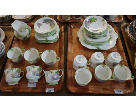 39 piece Aynsley bone china bluebell time teaset, marks to the base as supplied to H.M the Queen, to include; 12 cups and sau