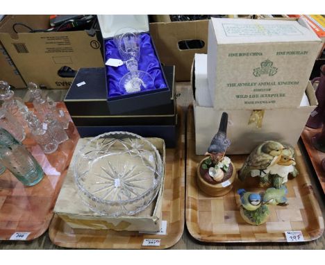 Three boxed Webb Corbett commemorative toasting goblets in original boxes and a Bohemia crystal fruit bowl in original box. T