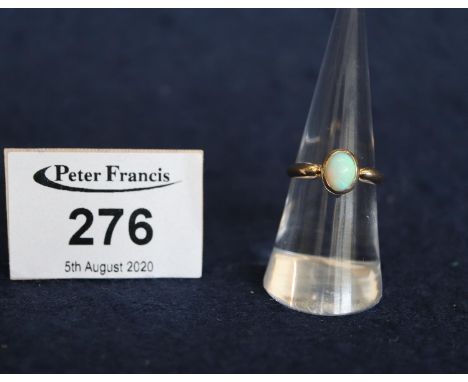 An 18ct gold and opal ring, 3.2g approx. (B.P. 24% incl. VAT)Condition: 18ct gold. Size K-L 