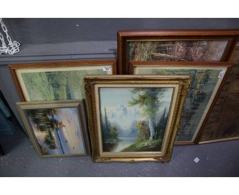 A group of modern furnishing pictures, oils and a print, all framed. (5)(B.P. 24% incl. VAT) 