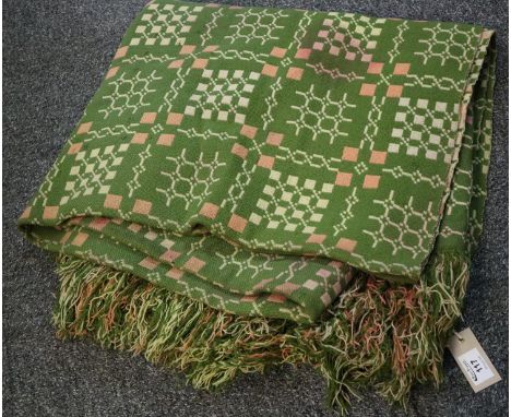 Dark green ground vintage Welsh tapestry blanket.(B.P. 24% incl. VAT) 