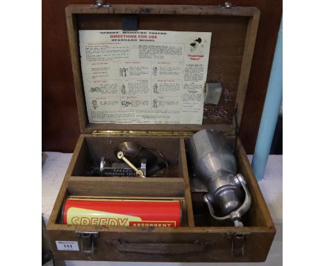 A 'Speedy' moisture tester by Thomas Ashworth & Company Ltd of Burnley England in fitted wooden box with instruction card. (B