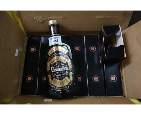 Single malt Glenfiddich box containing 12 single malt Glenfiddich pure malt Scotch whiskies, 37.5cl. (12)(B.P. 24% incl. VAT)