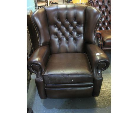 Modern chesterfield style button back wing electric armchair. (B.P. 24% incl. VAT) 