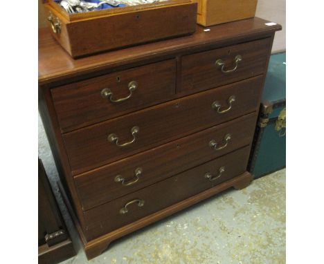 19th Century style mahogany straight front chest of two short and three long drawers on bracket feet. (B.P. 24% incl. VAT)Con