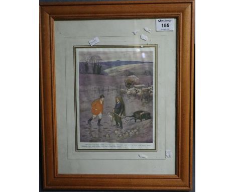 Small framed cartoon print 'You've lost yer 'orse, you've lost yer 'unt and you've lost er way', 'Gaw, Mister, Ain't you luck