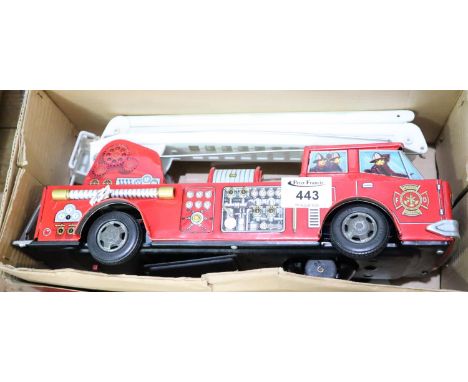 Japanese tin plate battery operated fire engine 'Mystery action' in original box.(B.P. 24% incl. VAT) 