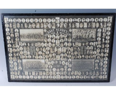 An early 20th century print showing portraits/group photographs of the East Surrey Regiment 3rd Battalion Officers 1914-1917,