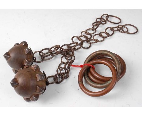 * An early 20th century livestock ring of typical hinged copper construction stamped Arnold &amp; Sons London, 6.5cm, togethe