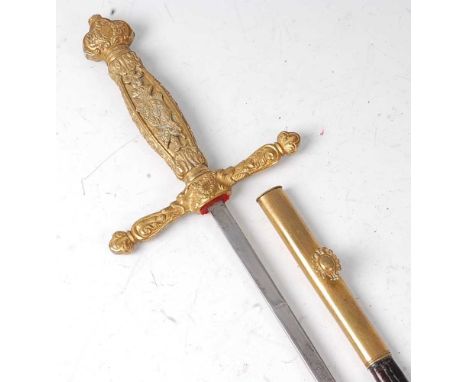 A Spanish dress sword, the 76cm blade etched FAB DE TOLEDO, having a gilt brass cross guard and hilt, housed in a brass mount