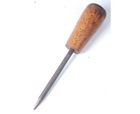 * A Victorian Falconer's turned beech hawking stand, on an iron spike, 49cm.Condition report: From ‘A Broad Collection from a
