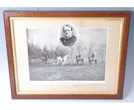 * An early 20th century photographic print "The Belvoir Hounds with portrait of the Duke of Rutland", Waterlow &amp; Sons Ltd