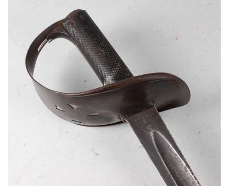 A British 1890 pattern Cavalry Trooper's sword, the 87cm slightly curved fullered blade with War Department mark and crown ov