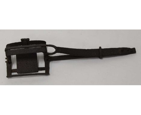 * A blacksmith-made 'Ringwood' style trap, having 5" smooth square jaws, 52cmCondition report: From ‘A Broad Collection from 