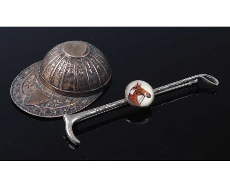 A mid-20th century silver novelty tea caddy spoon in the form of a jockeys cap, Thomas Bradbury &amp; Sons Ltd, Sheffield, 19