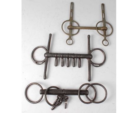 * A Liverpool square beam driving bit, 22cm, together with two Bradoon bits. (3)Condition report: From ‘A Broad Collection fr