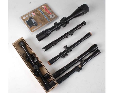 * A Bushmaster 4-12X 40 telescopic gun sight, together with a Webley 4 x 15 scope, four other telescopic scopes and a Crosman