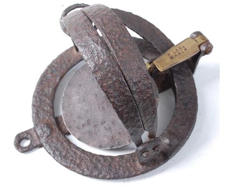 * A Victorian pole trap, having 4" round smooth jaws, the brass tongue stamped H. Lane Maker.Condition report: From ‘A Broad 