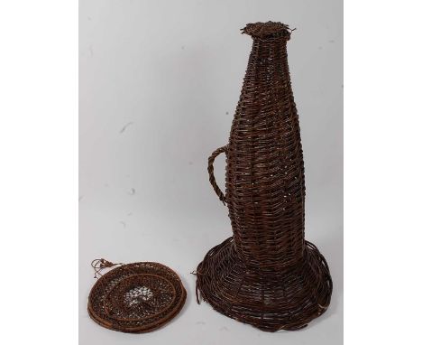 * An early 20th century Cambridge pattern live catch eel putcheon, of typical woven willow construction, 107cm; together with