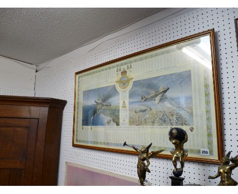Framed Battle of Britain print signed by Peter Harding Air Chief Marshall and Christopher Foxley-Norris