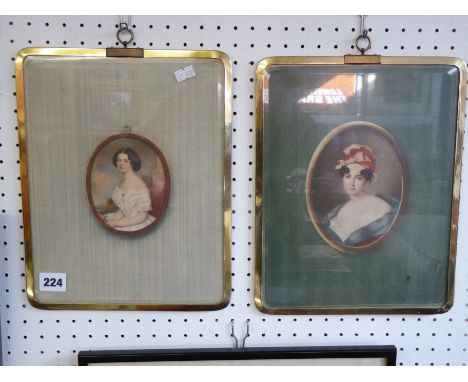 2 Brass framed Master pieces of Miniature Paintings Series 1 No.6 Emanuel Peter; Portrait of a Young Viennese Lady, No.3 Mans